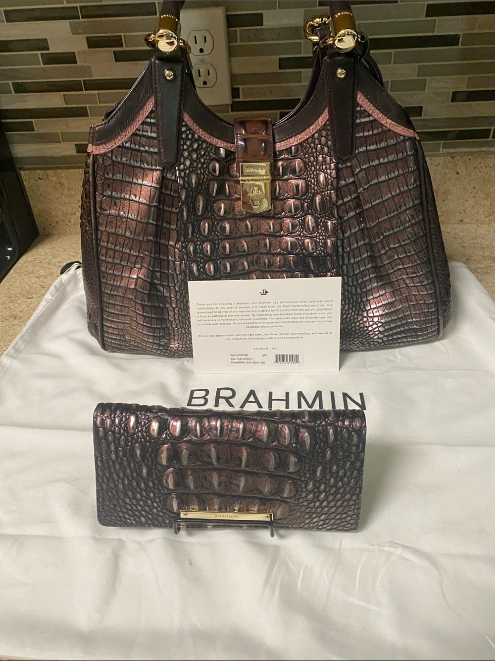 Brahmin Elisa satchel and Ady wallet set